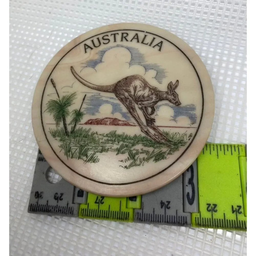 Marbcraft Coaster Handcrafted Marble Etched Kangaroo Souvenir Vintage Outback.